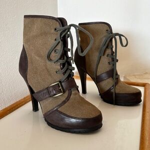 Aldo Khaki Lace Up Heel Boots *Size 7
